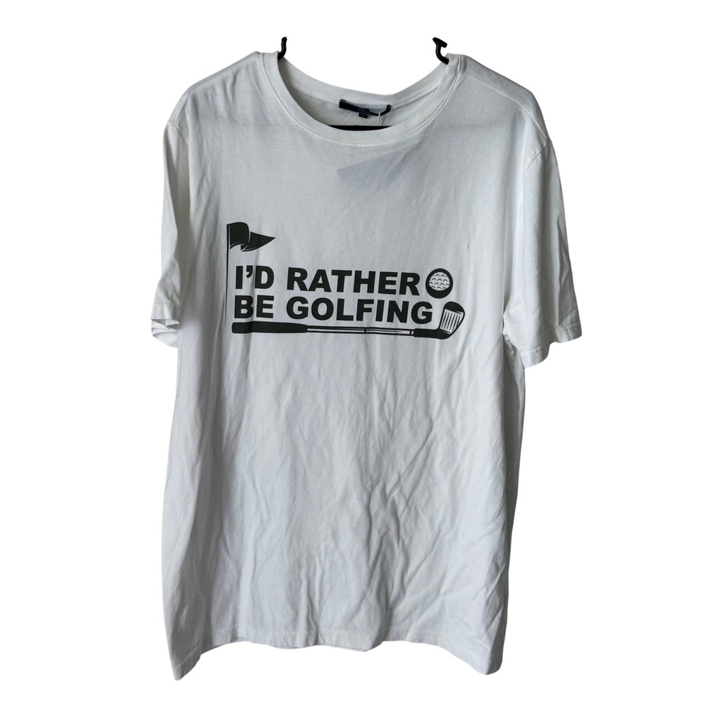 Shore Mens Id Rather Be Golfing Graphic T-Shirt White Size Medium NWT